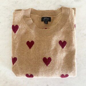 J.Crew 100% Cashmere Hearts Sweater